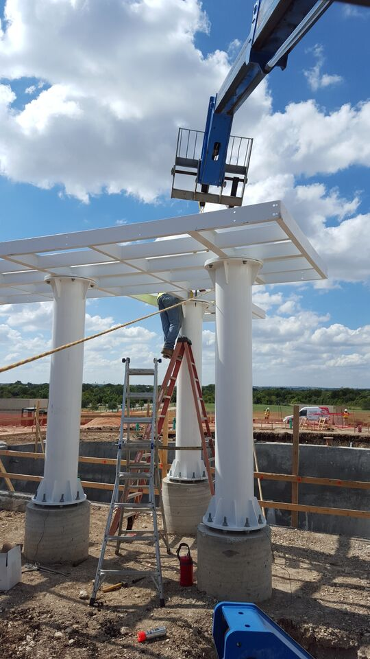 water park construction with powder coated steel